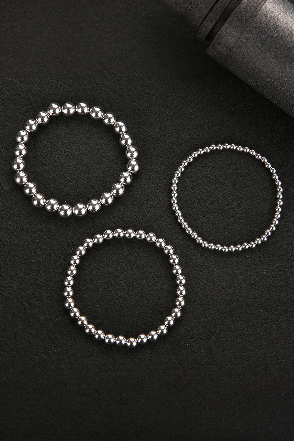 3pcs 4/6/8mm Bead Bracelet Set