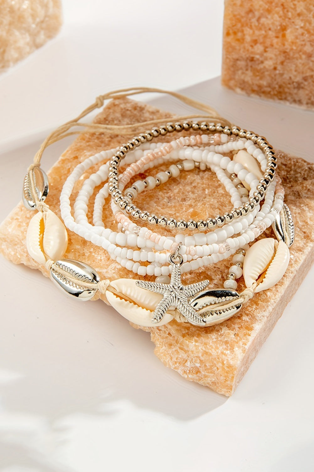 7pcs Starfish Seashell Beaded Bracelet Set