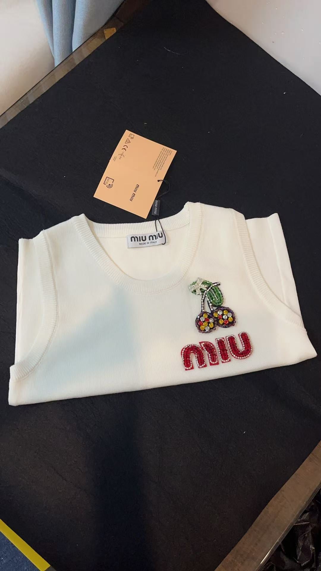 Miu Miu White Ribbed Tank Top