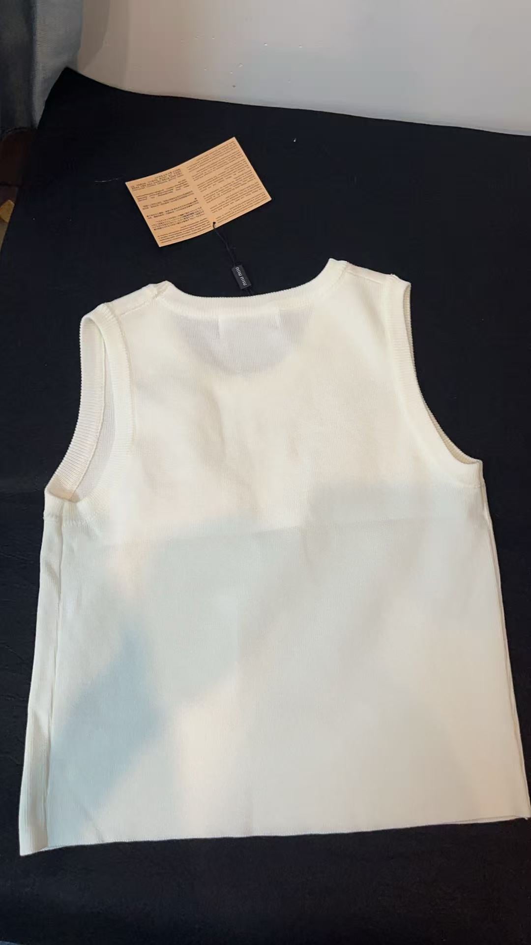 Miu Miu White Ribbed Tank Top