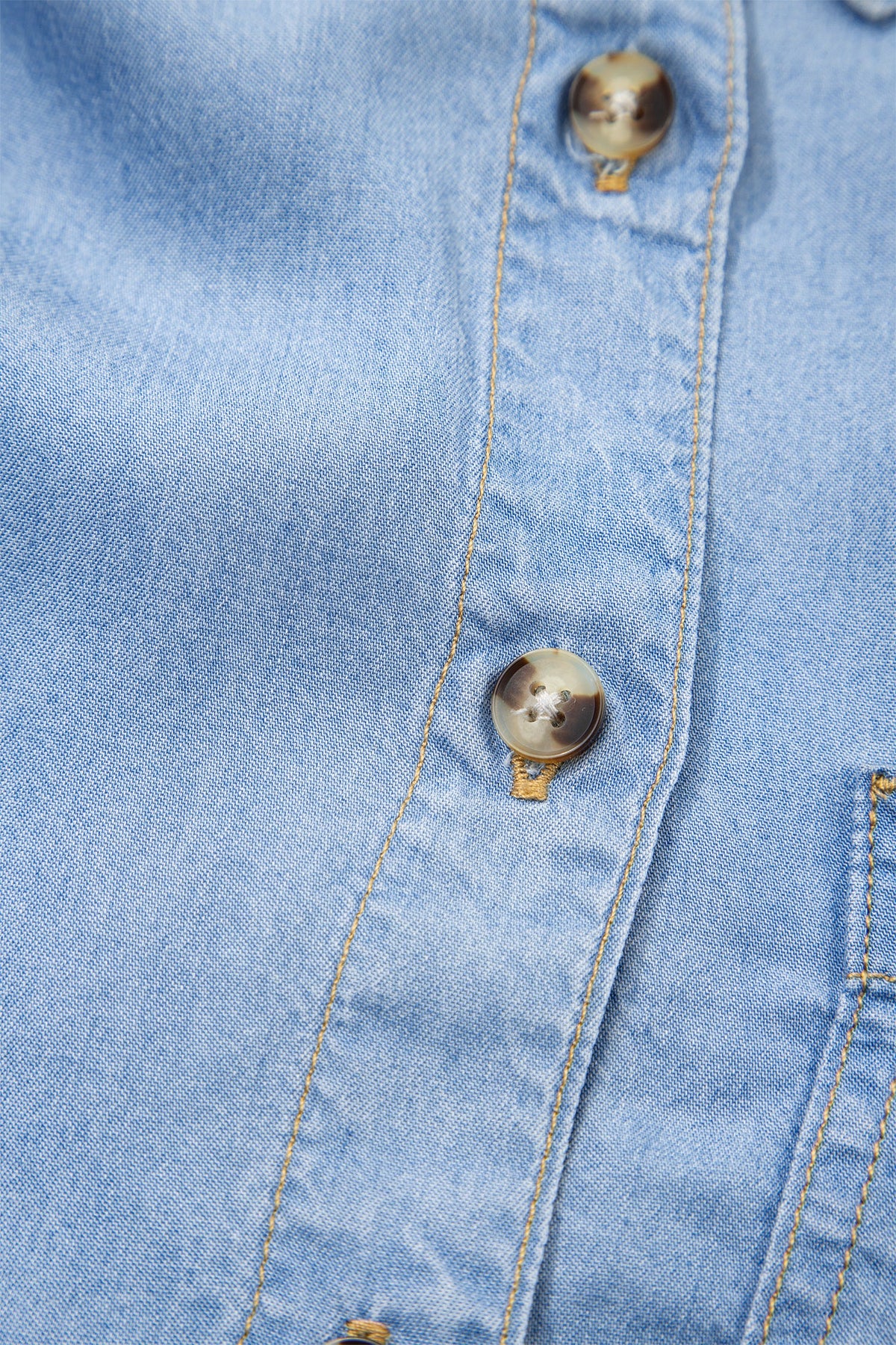 Beau Blue Half Sleeve High Low Chambray Shirt