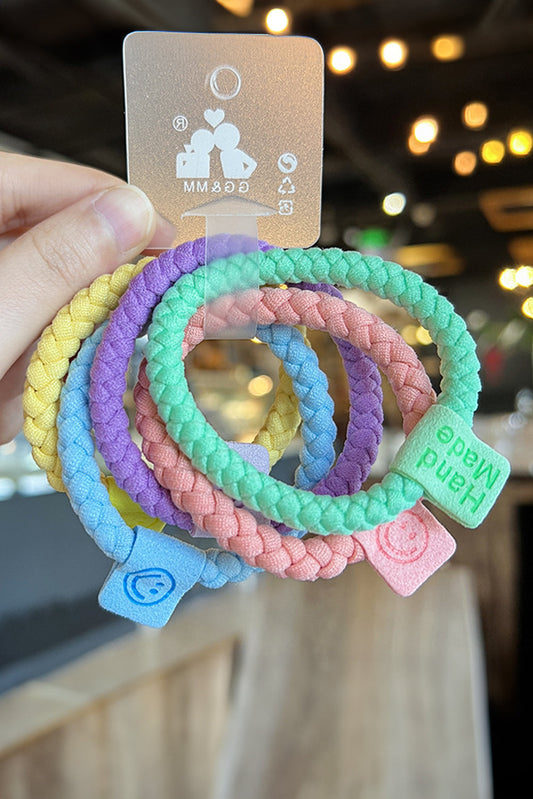 5Pcs Smile Face Tab Braided Hair Tie Set