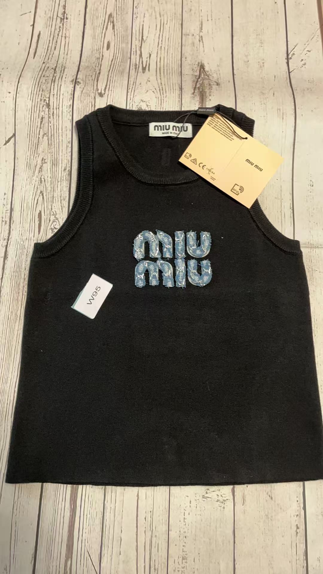 Miu Miu White Ribbed Tank Top