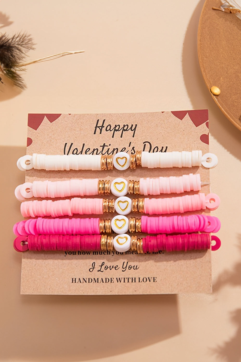 5Pcs Valentine Heart Beaded Bracelet