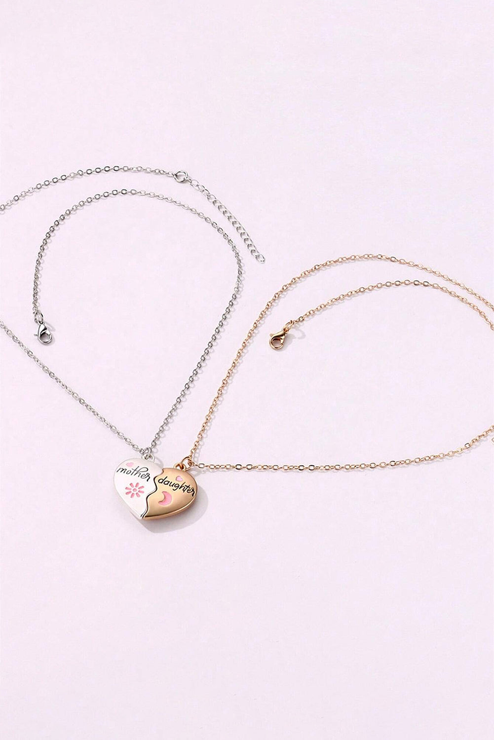 2pcs Mother & Daughter Magnetic Heart Necklace