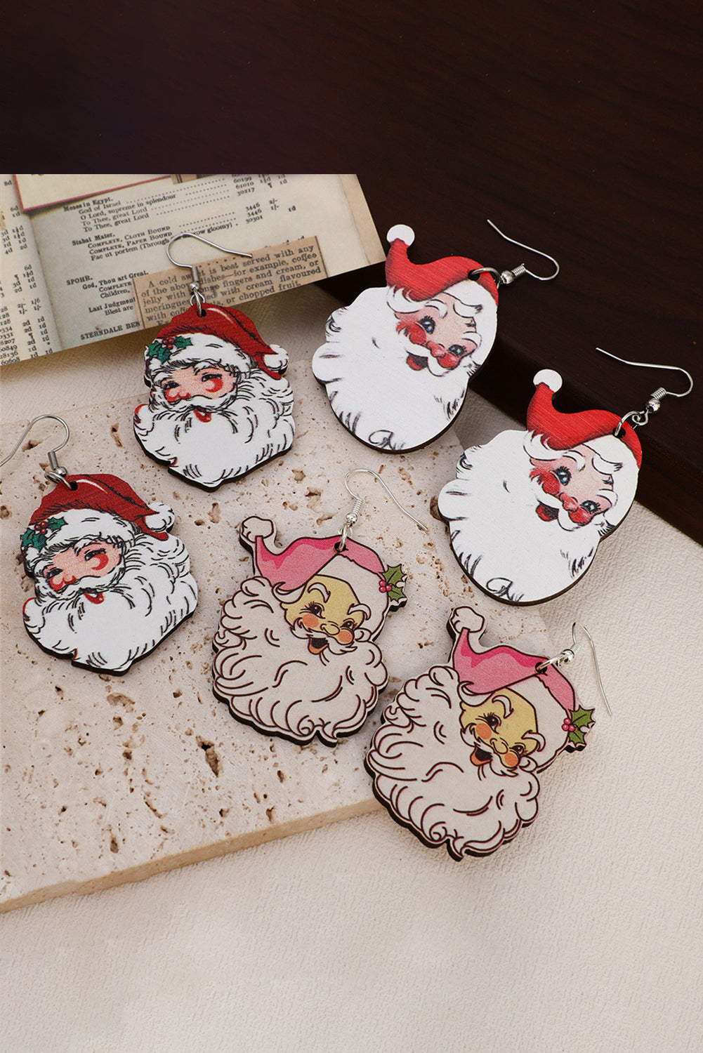 3 Pairs Christmas Santa Clause Pendant Hook Earrings