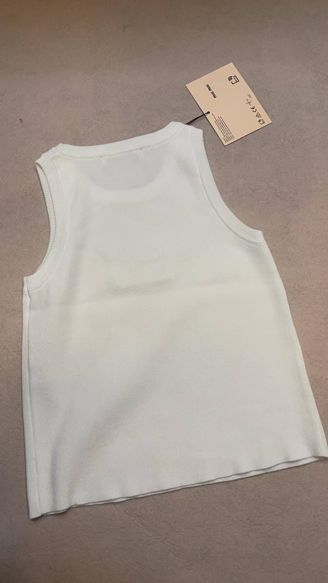 Miu Miu White Ribbed Tank Top