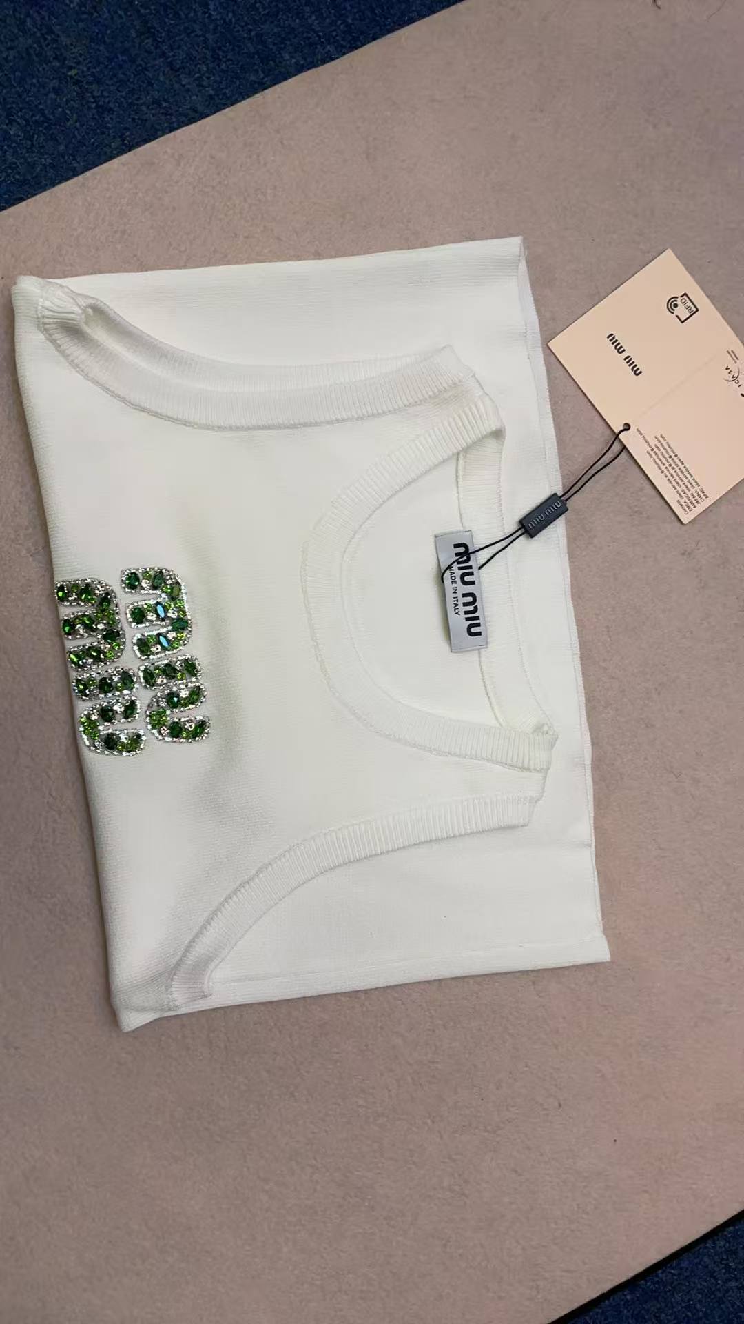 Miu Miu White Ribbed Tank Top