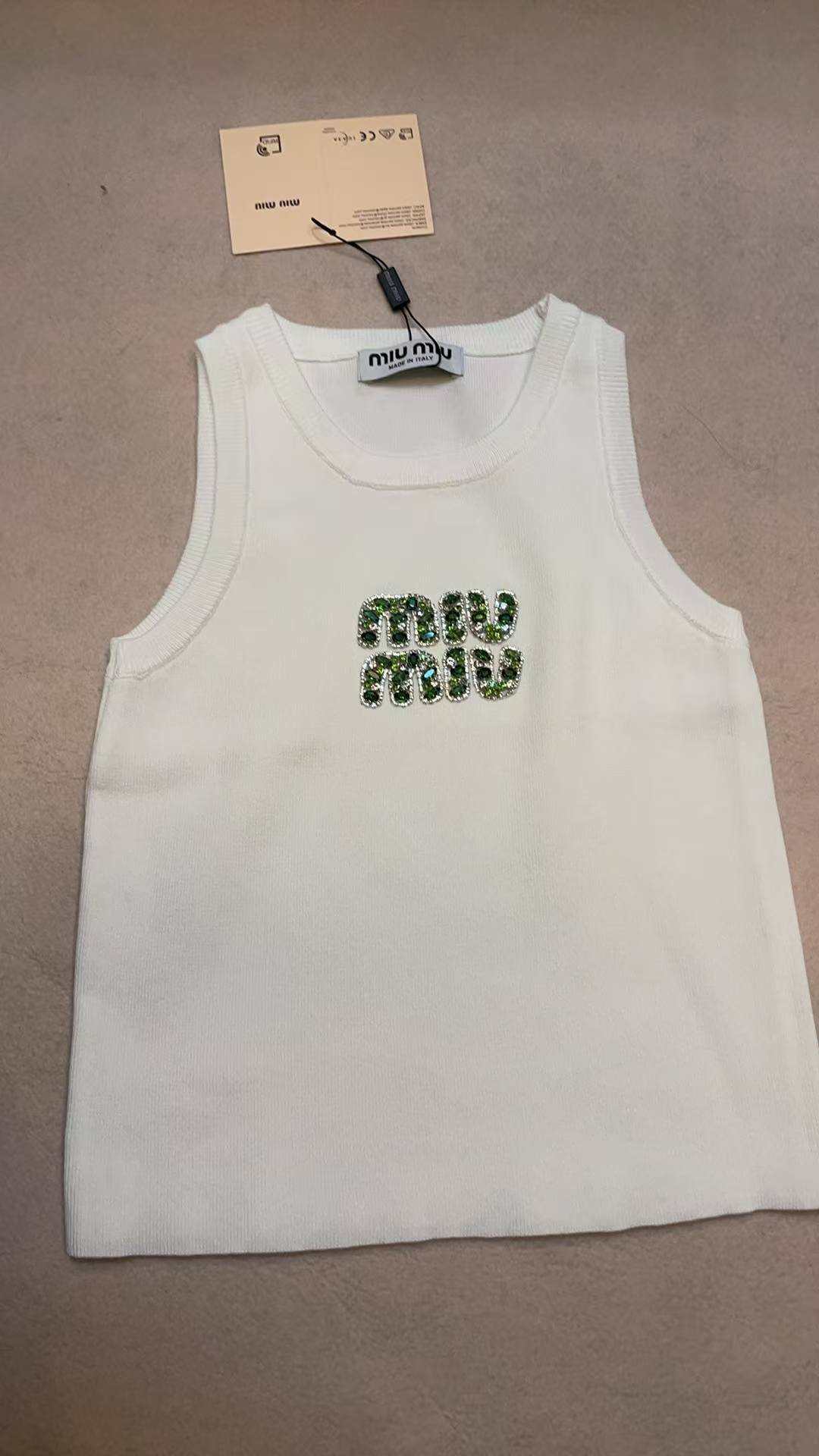 Miu Miu White Ribbed Tank Top