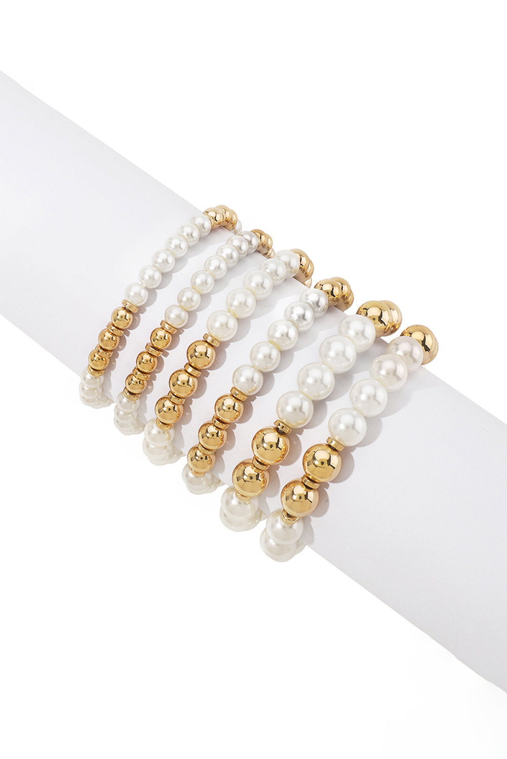 5pcs Pearl Plated Beaded Bracelet Set