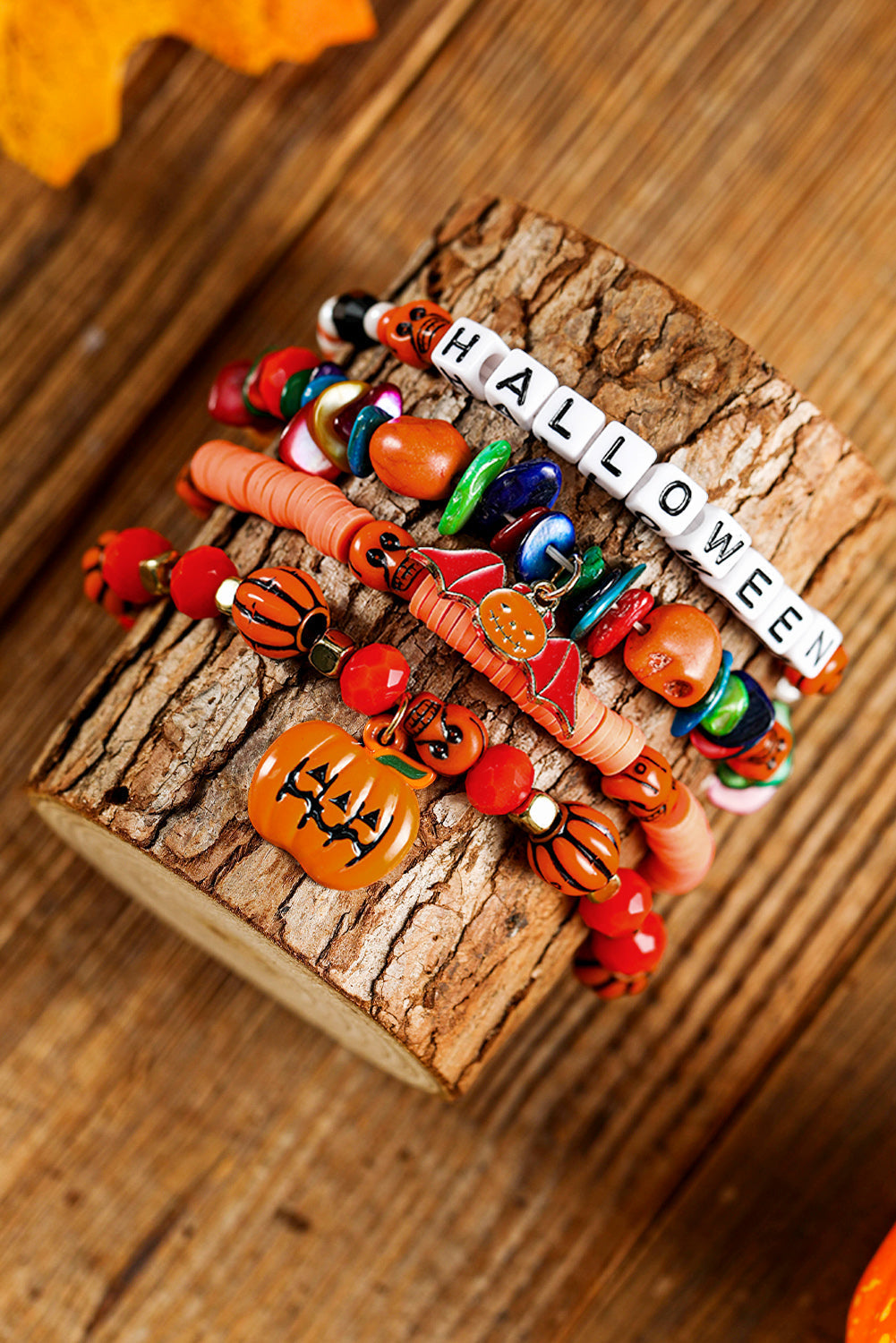 4pcs Halloween Pumpkin Bat Spider Bracelet Set