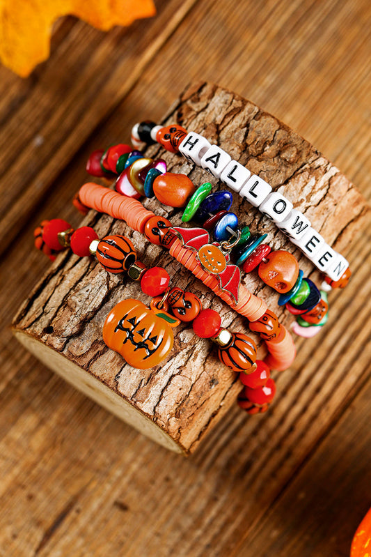 4pcs Halloween Pumpkin Bat Spider Bracelet Set