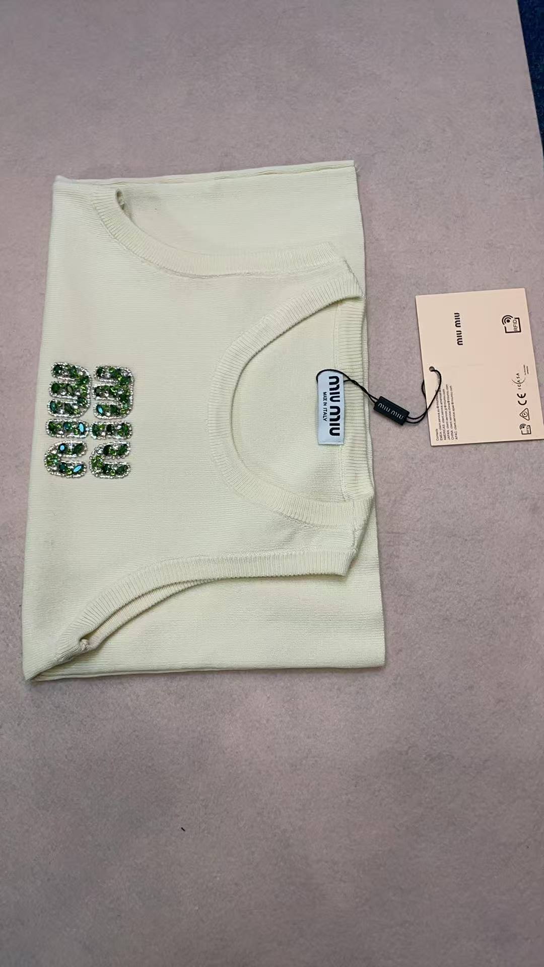 Miu Miu White Ribbed Tank Top