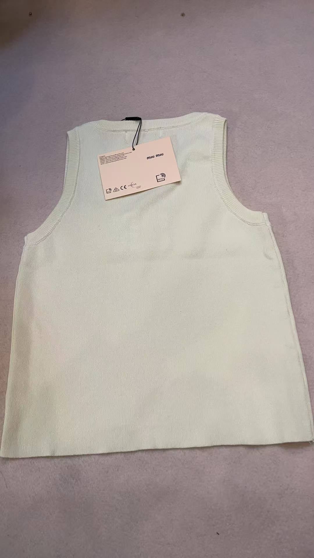 Miu Miu White Ribbed Tank Top