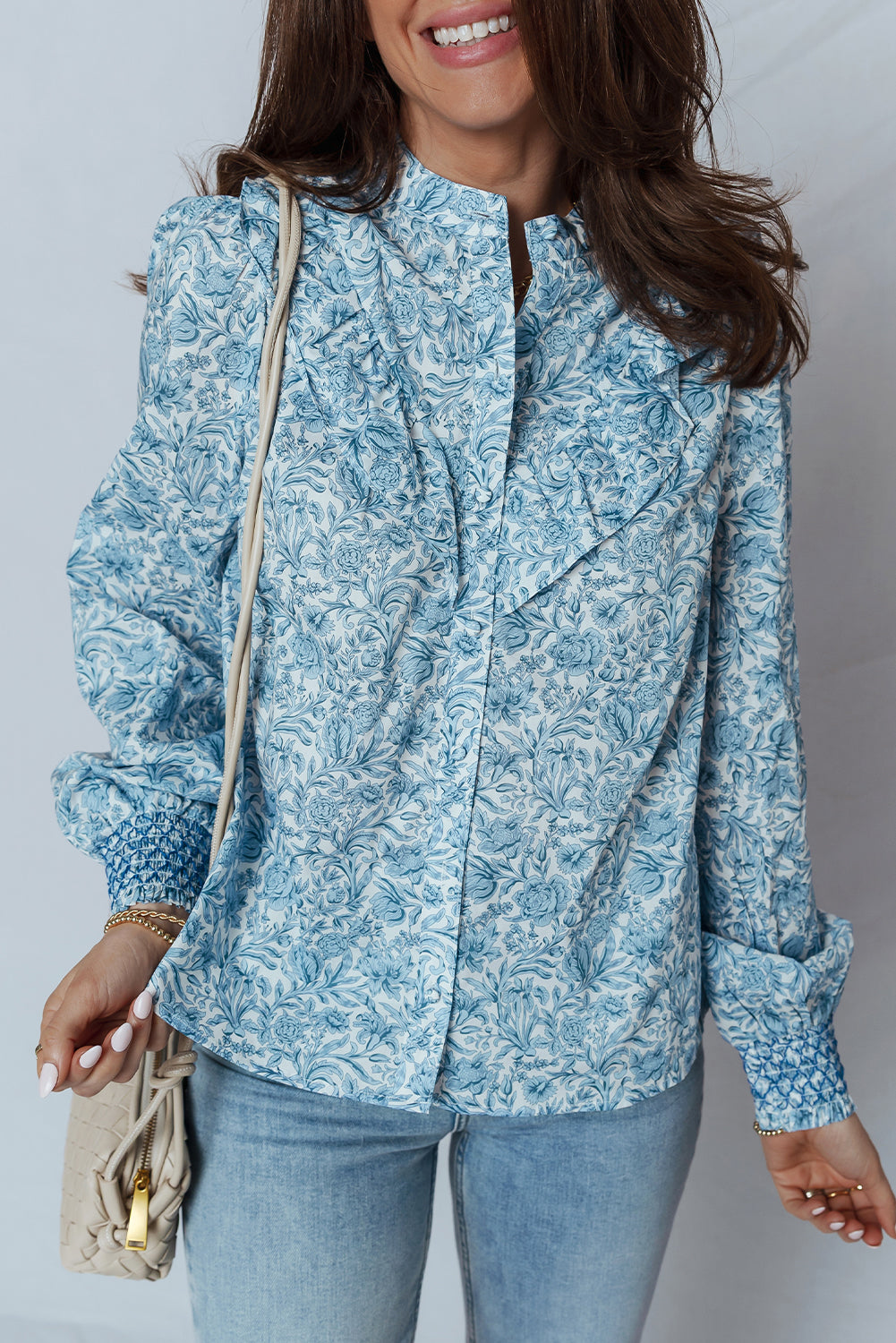 All Over Floral Puff Sleeve Shirt
