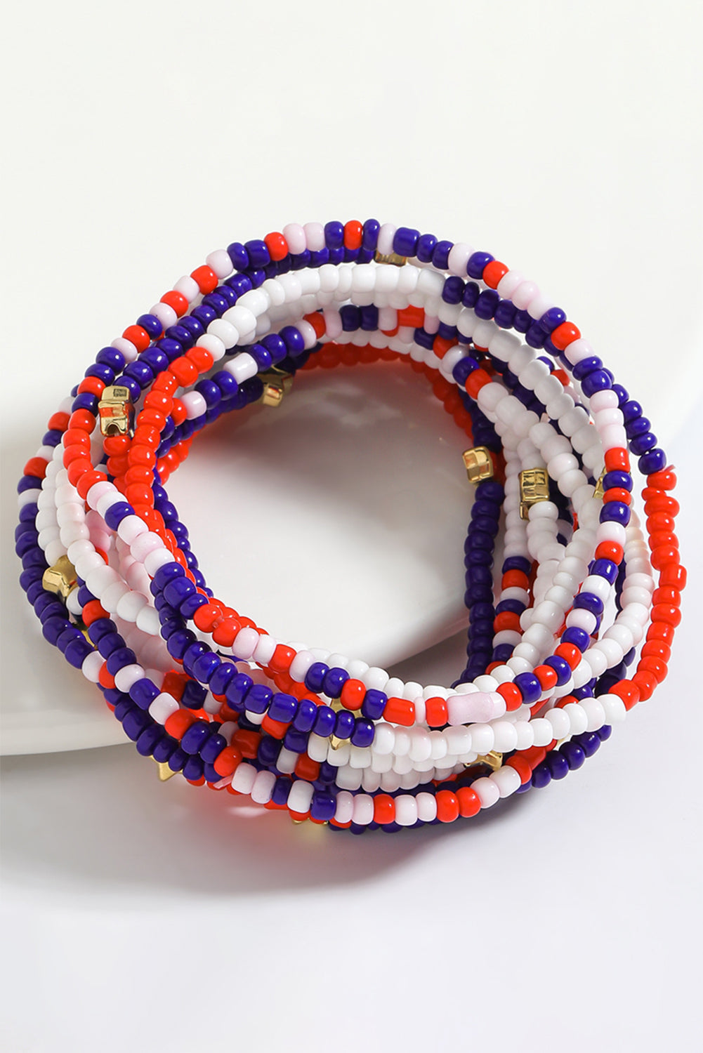 American Flag Star Beaded Multi Layer Bracelet Set