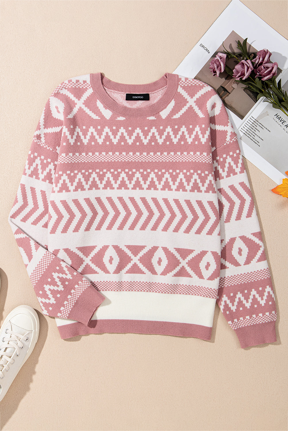 Abstract Print Pullover Sweater