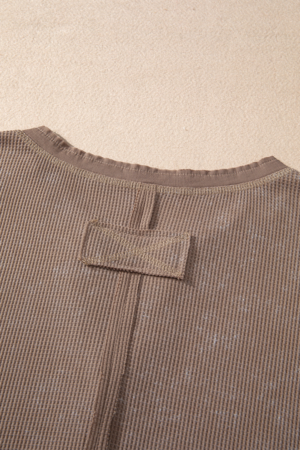 Acid Wash Waffle Knit Long Sleeve Top