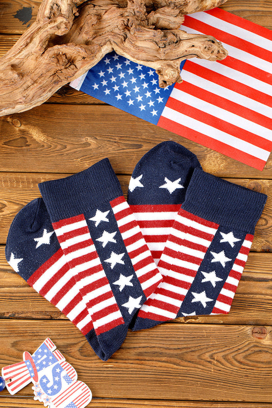 American Inspired Stripes Stars Crew Socks