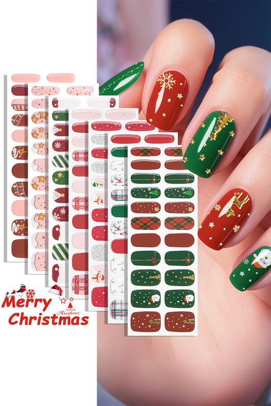 22pcs Christmas Fashion Mixed Tone Gel Nail Sticker Set