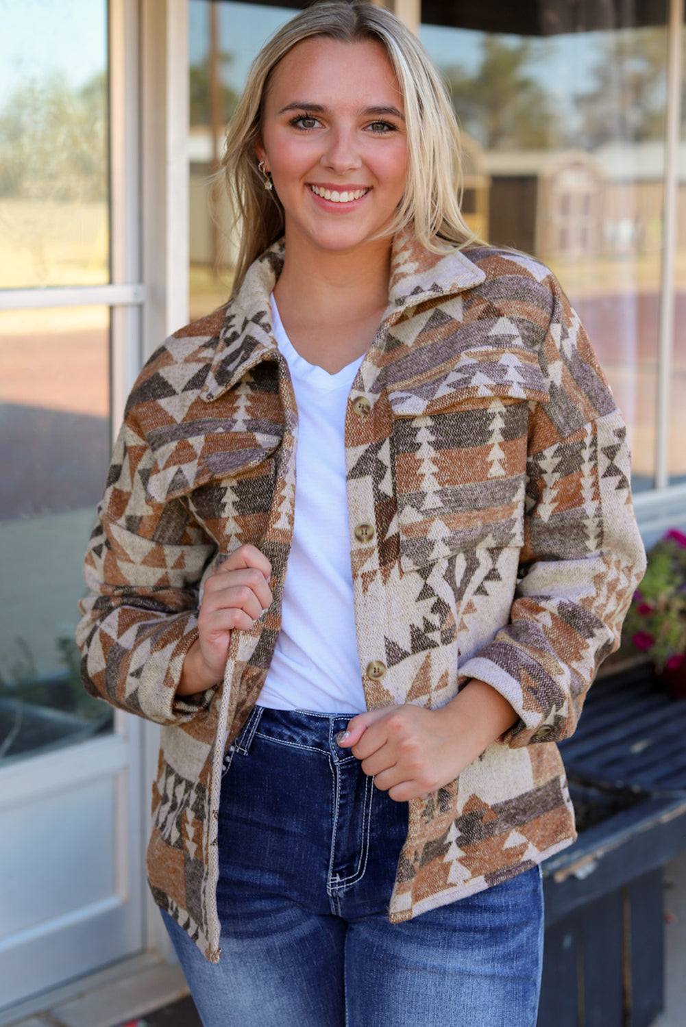 Aztec Flap Pocket Button-up Jacket
