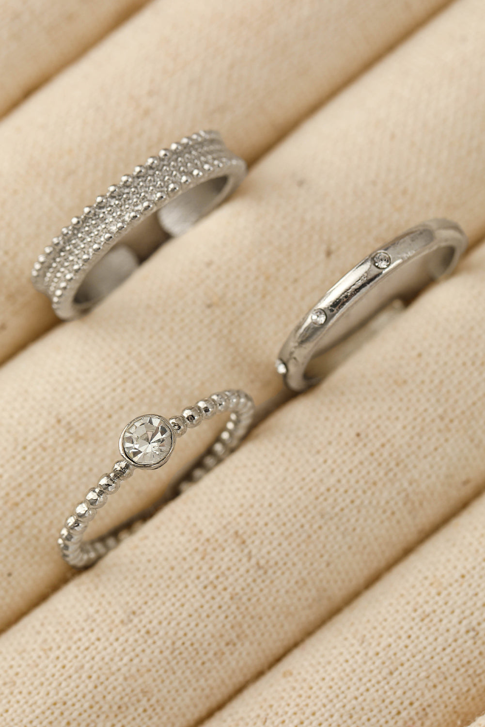 3pcs Rhinestone Alloy Opening Ring Set
