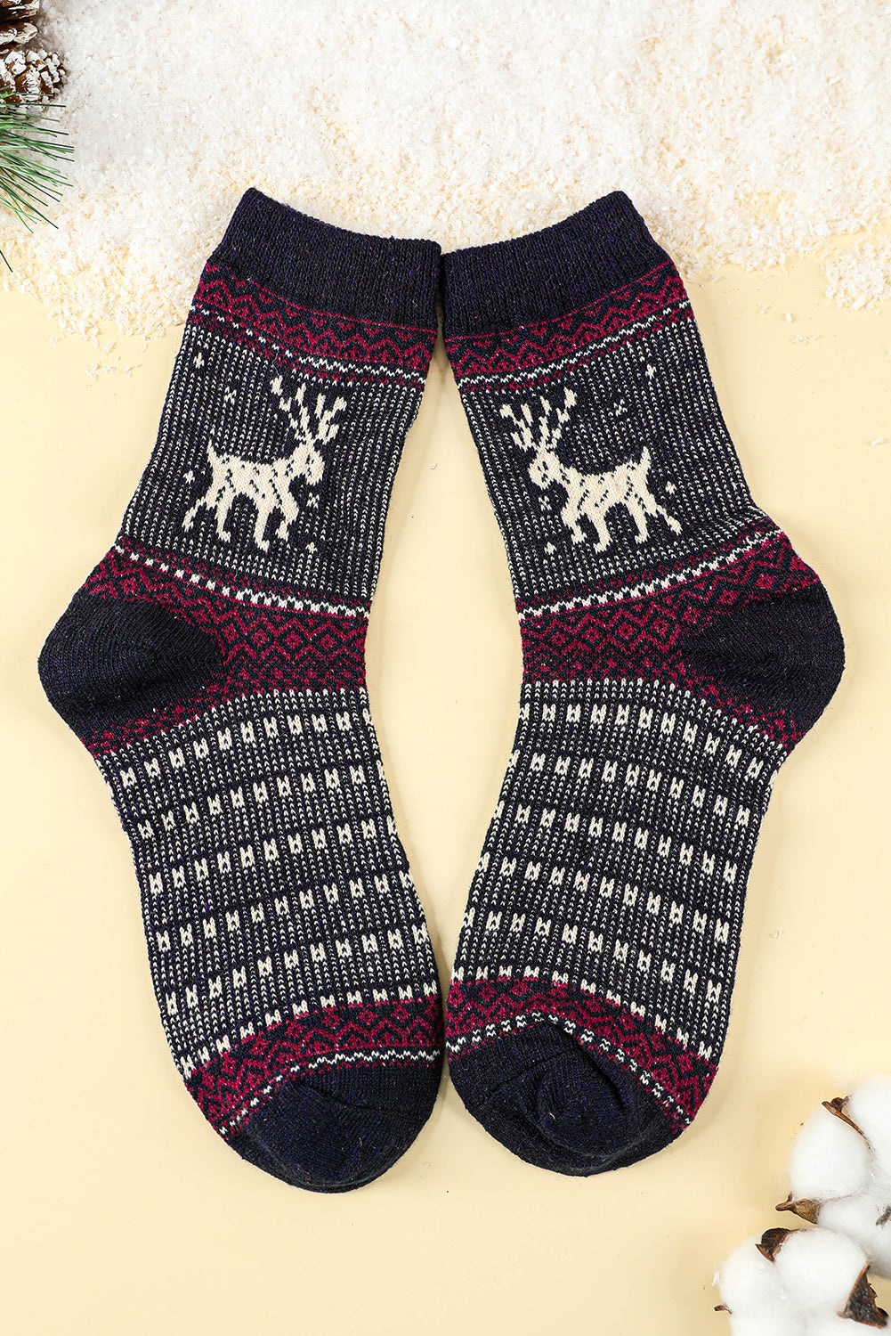 5 Pairs/Set Christmas Reindeer Soft Crew Socks