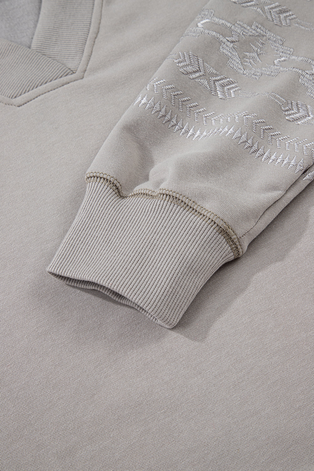 Aztec Embroidered Western V Neck Sweatshirt