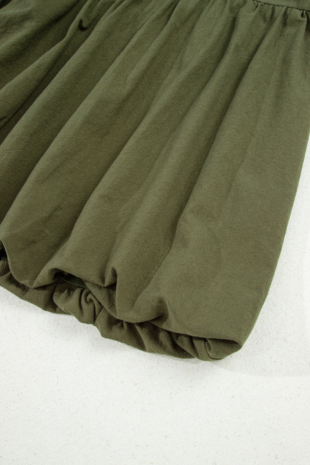 100% Cotton Green Plus Size Long Sleeve Ruffle Hem Mini Dress