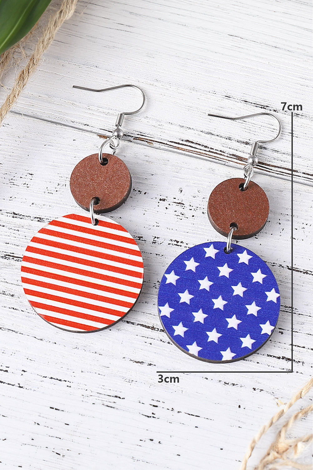 4th of July Wooden Flag Earrings