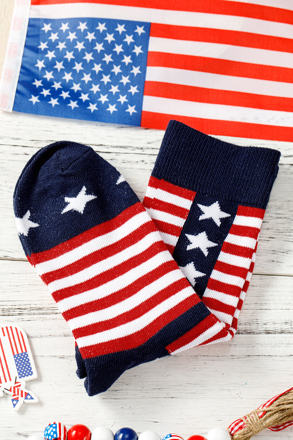 American Inspired Stripes Stars Crew Socks
