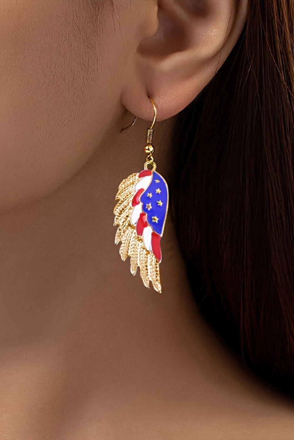 American Flag Wing Shape Plated Alloy Hook Earrings
