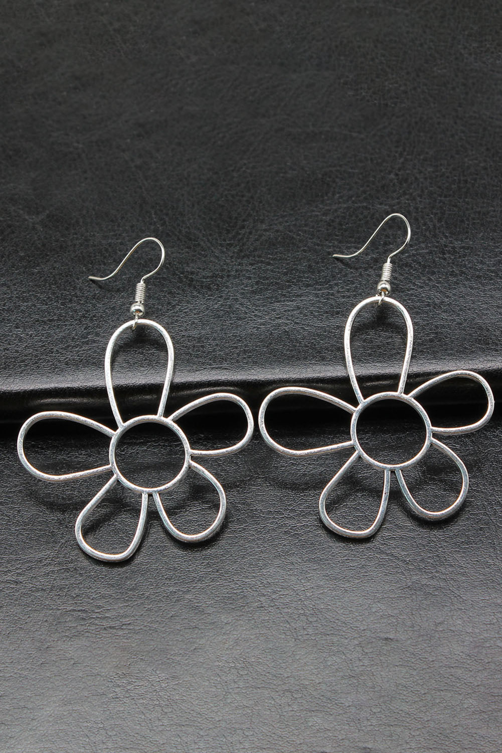 Alloy Hollowed Flower Hook Earrings