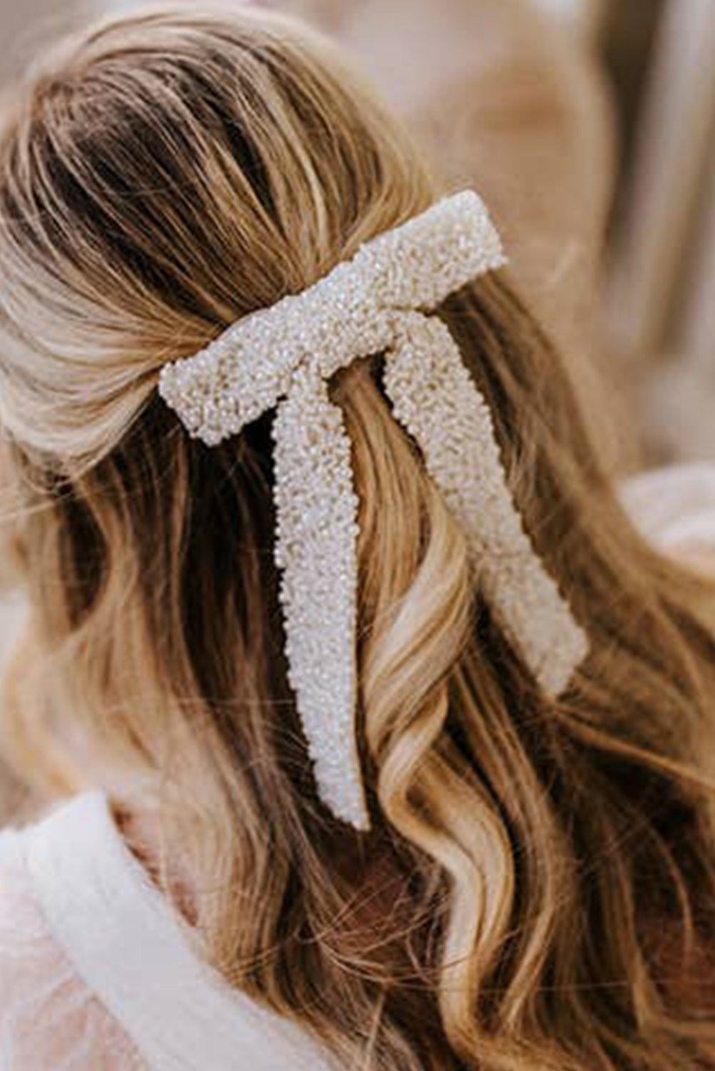 Beaded Bow Knot Hair Clip