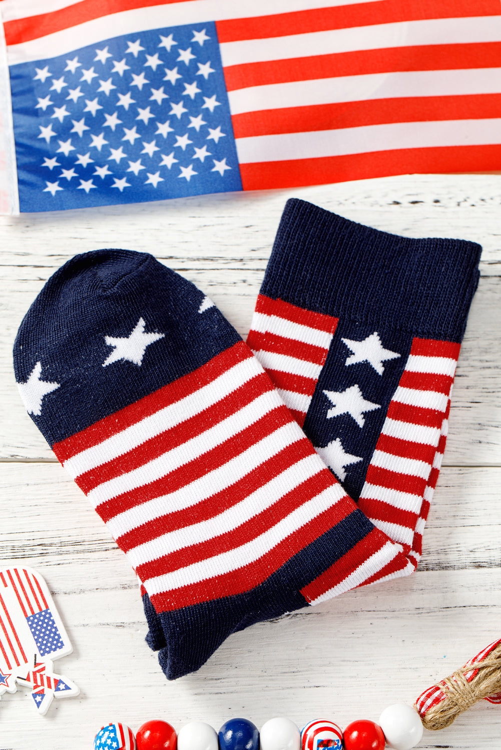 American Inspired Stripes Stars Crew Socks