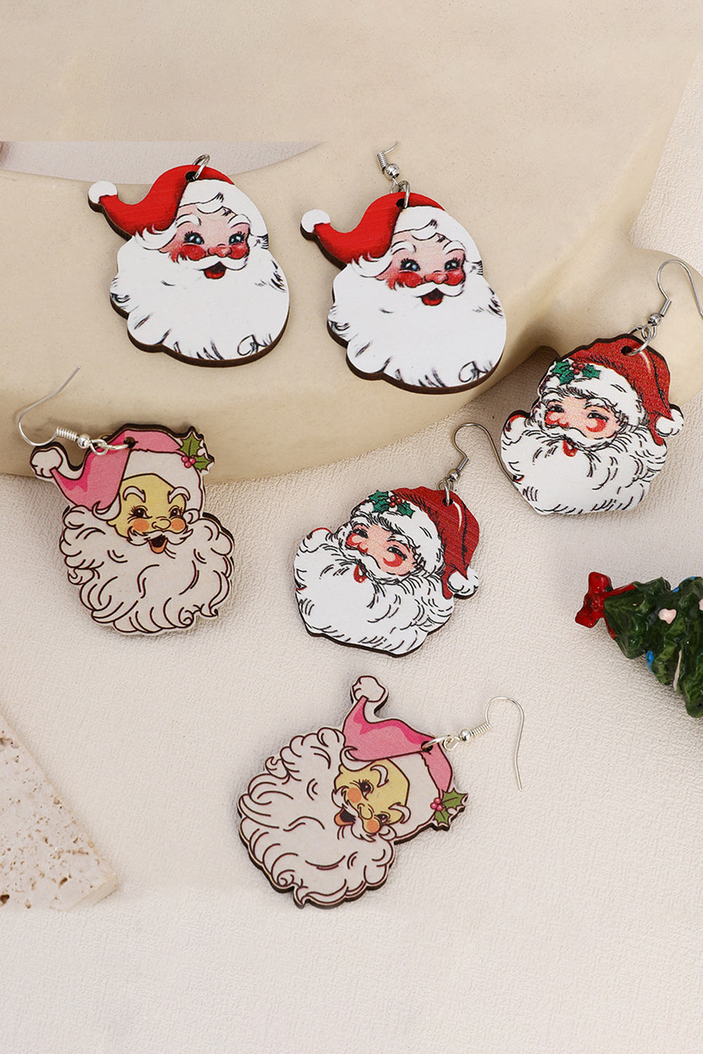 3 Pairs Christmas Santa Clause Pendant Hook Earrings