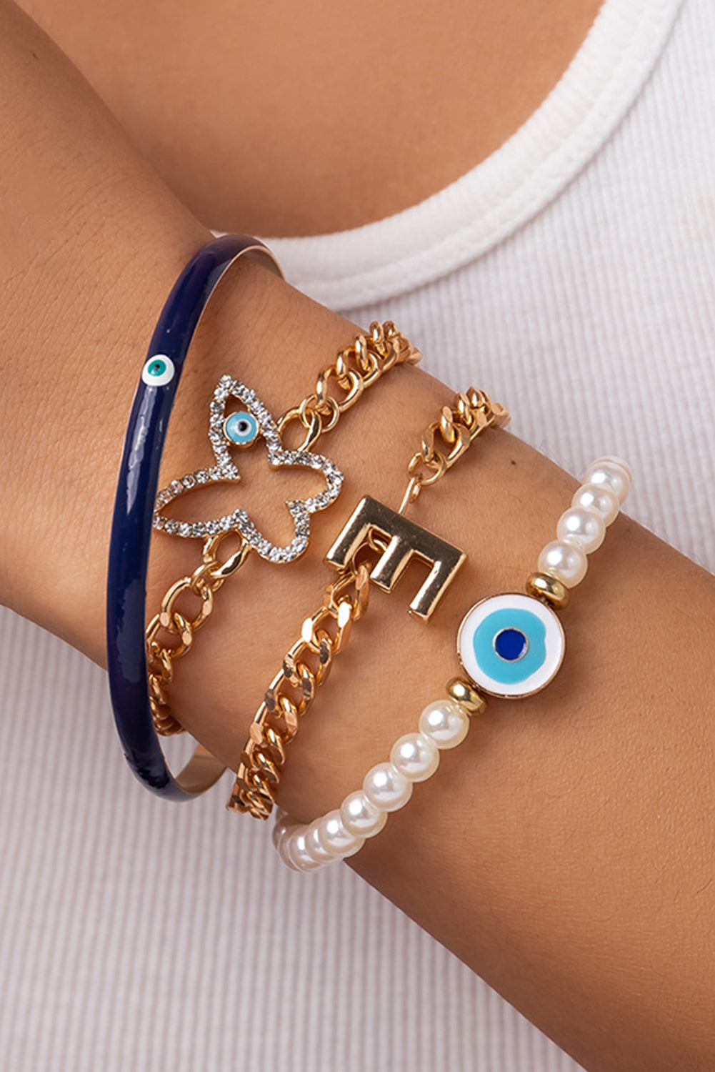 4pcs Pearled Chain Bracelet Set