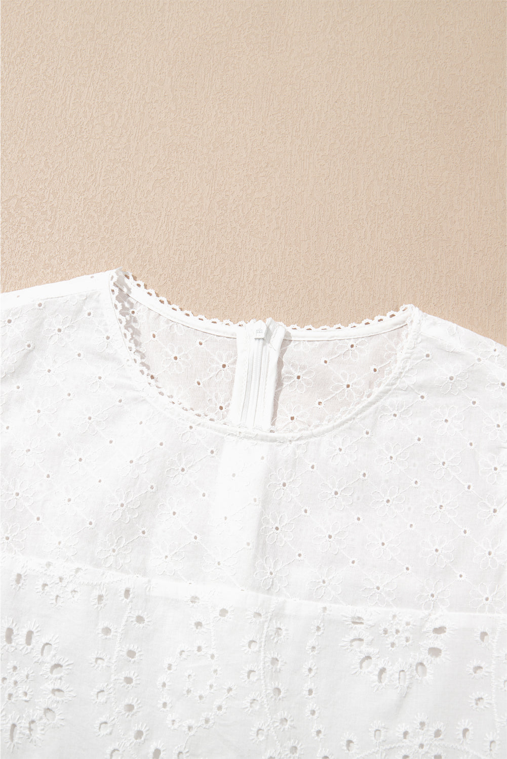 100%Cotton White Floral Eyelet Embroidered Sleeveless Shift Dress
