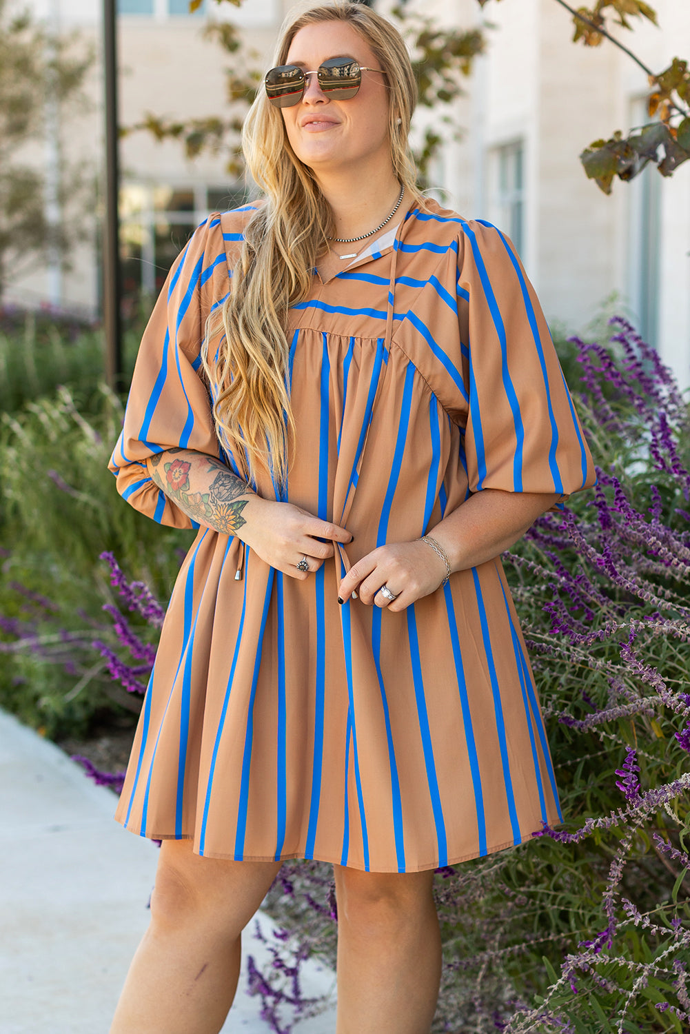 3/4 Sleeve Babydoll Plus Size Dress