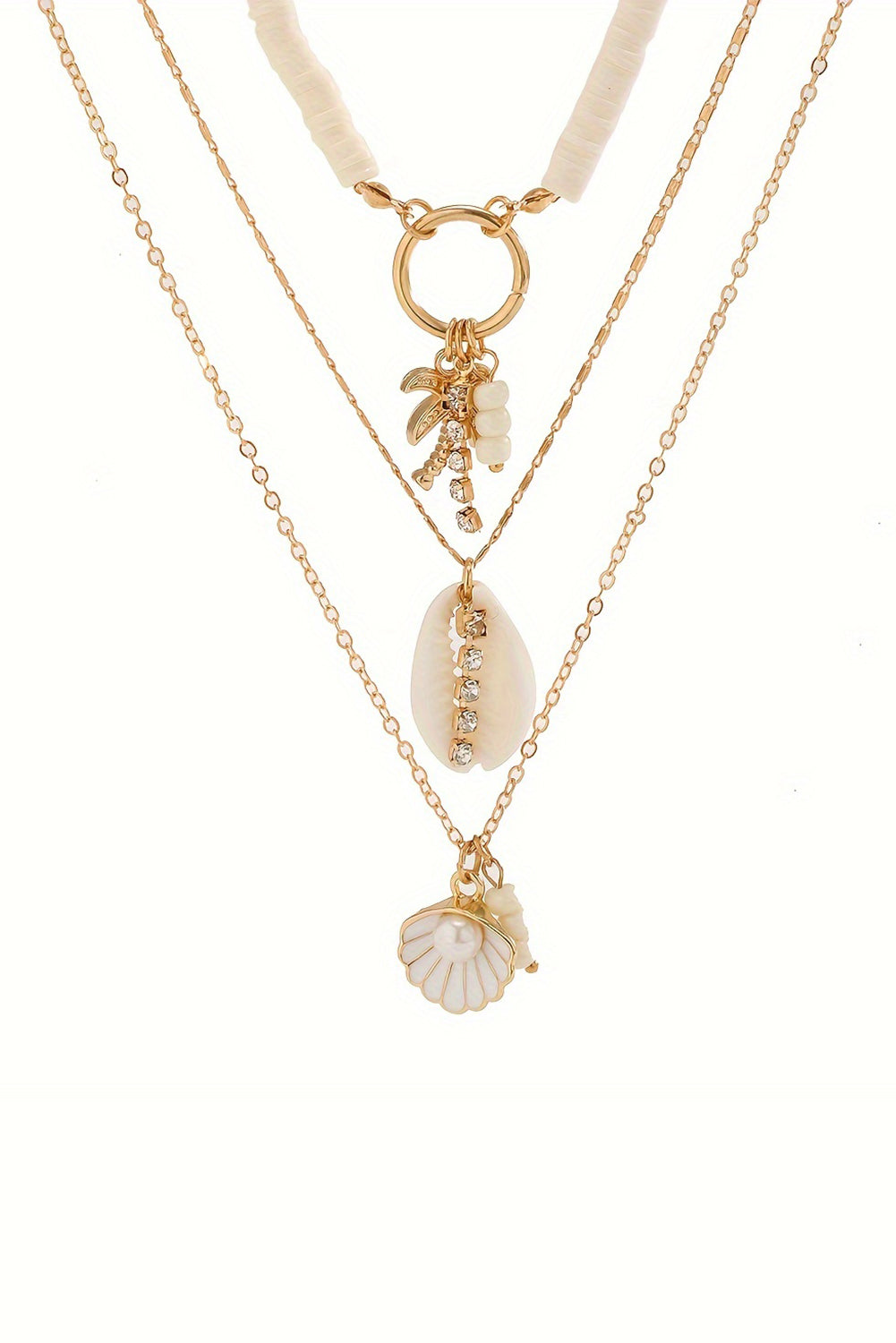 Beach Seashell Multi Layered Pendant Necklace