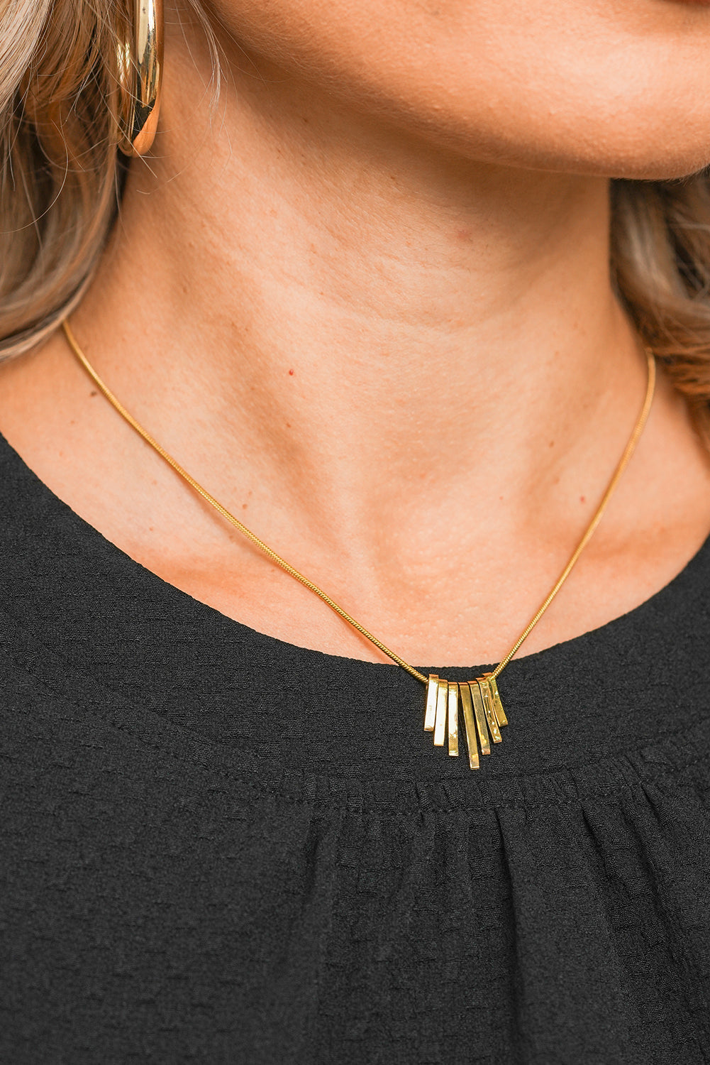 Asymmetric Bar Pendant Plated Alloy Necklace