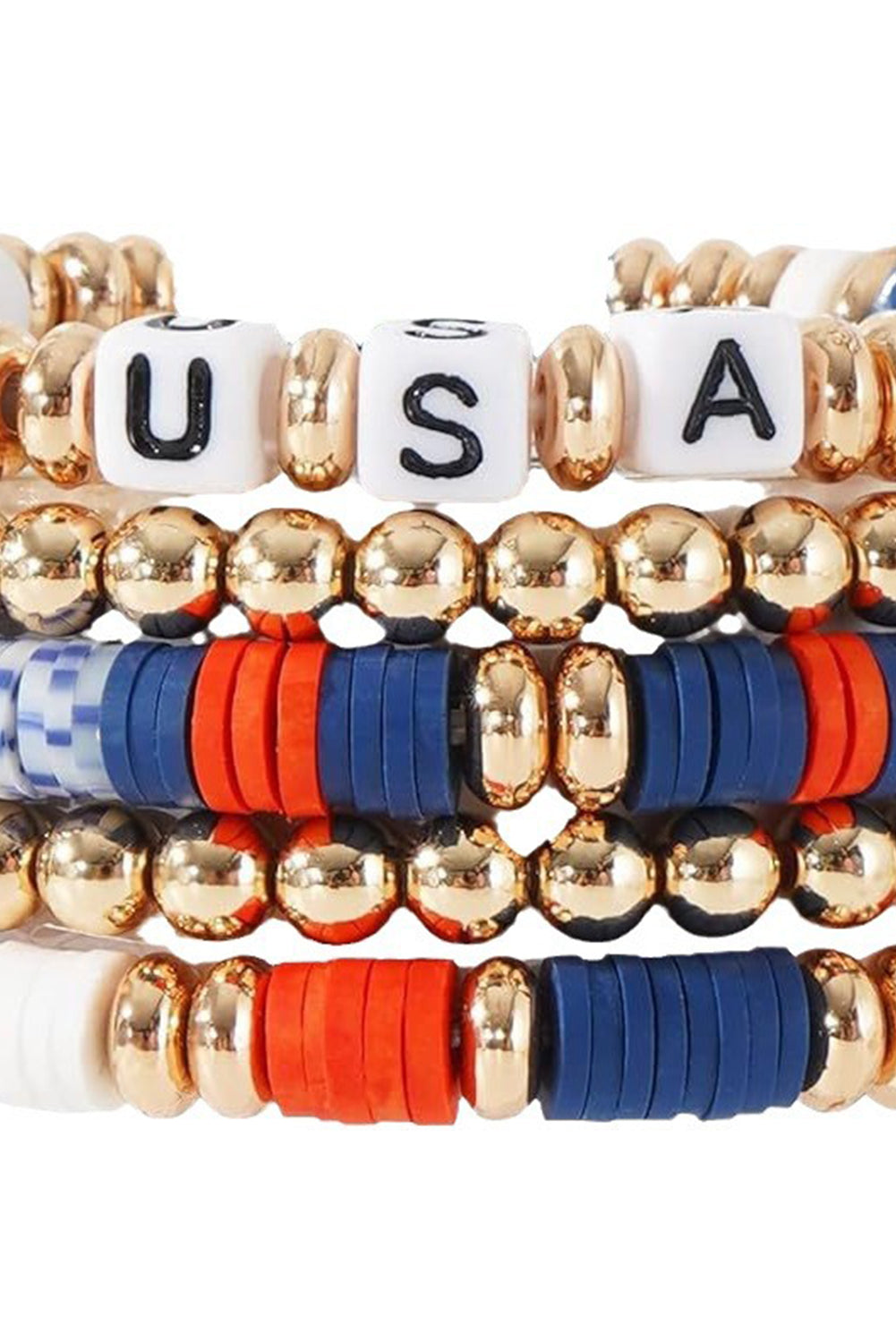 5pcs USA Independence Day Beaded Bracelet Set