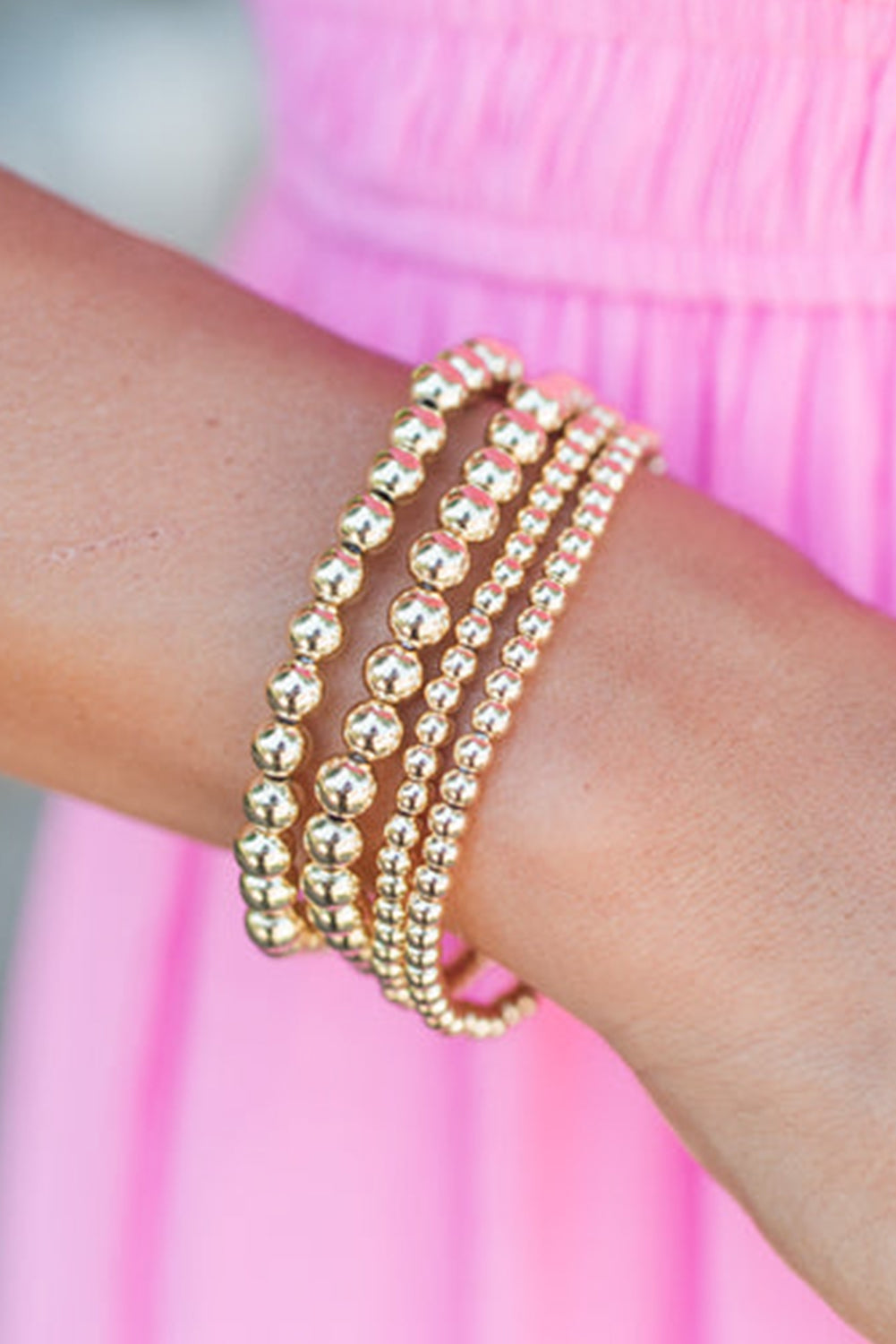 4pcs Beaded Plated Bracelet Set