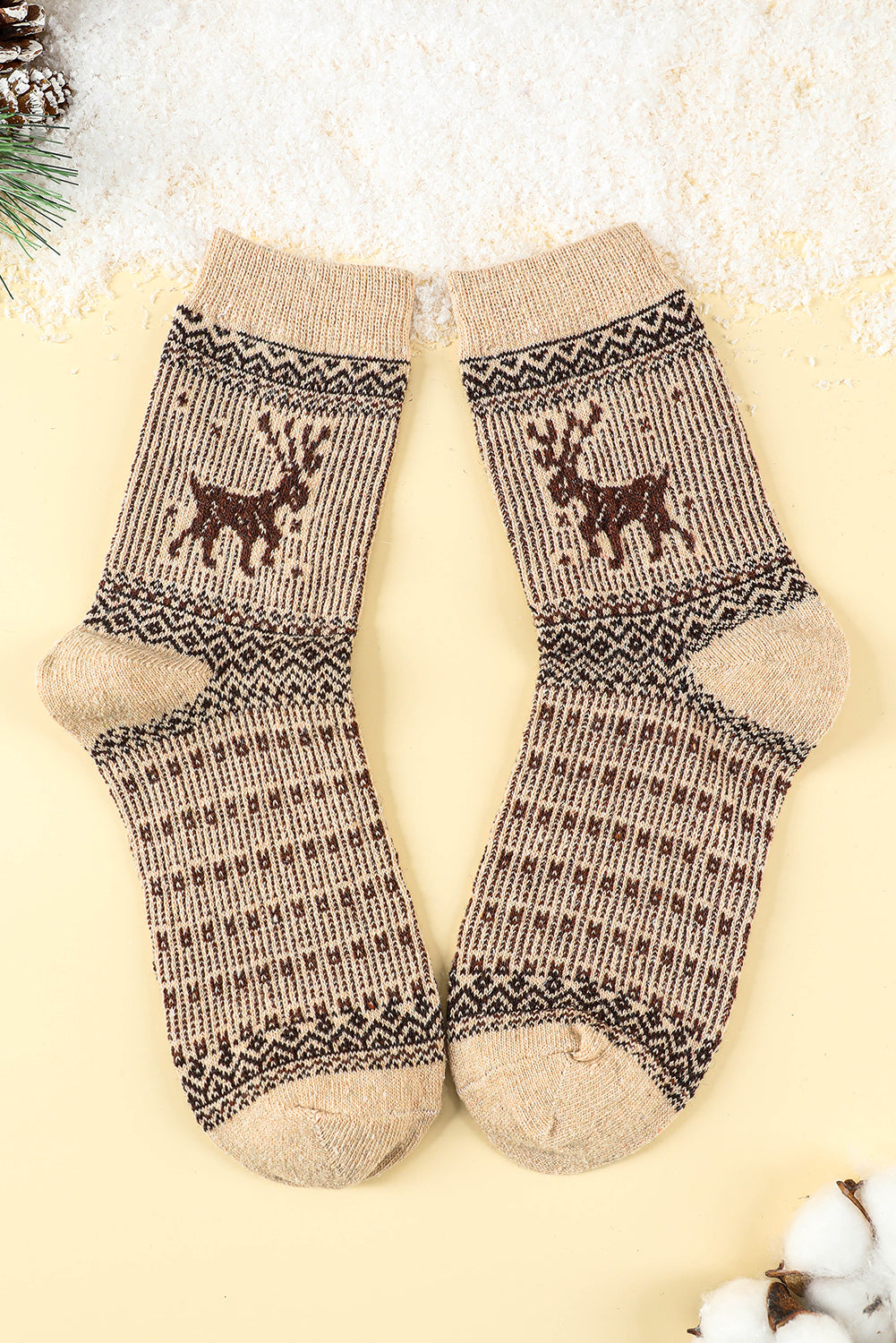 5 Pairs/Set Christmas Reindeer Soft Crew Socks