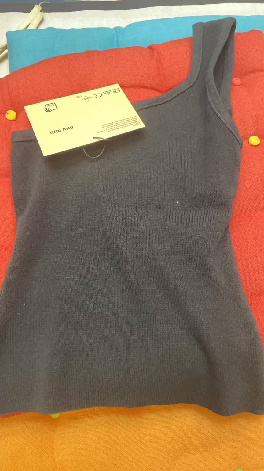 Miu Miu BLACKOne-Shoulder Tank Top with Crystal