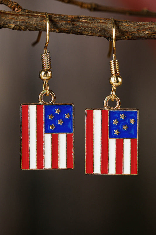 American Flag Print Patriotic Hook Earrings