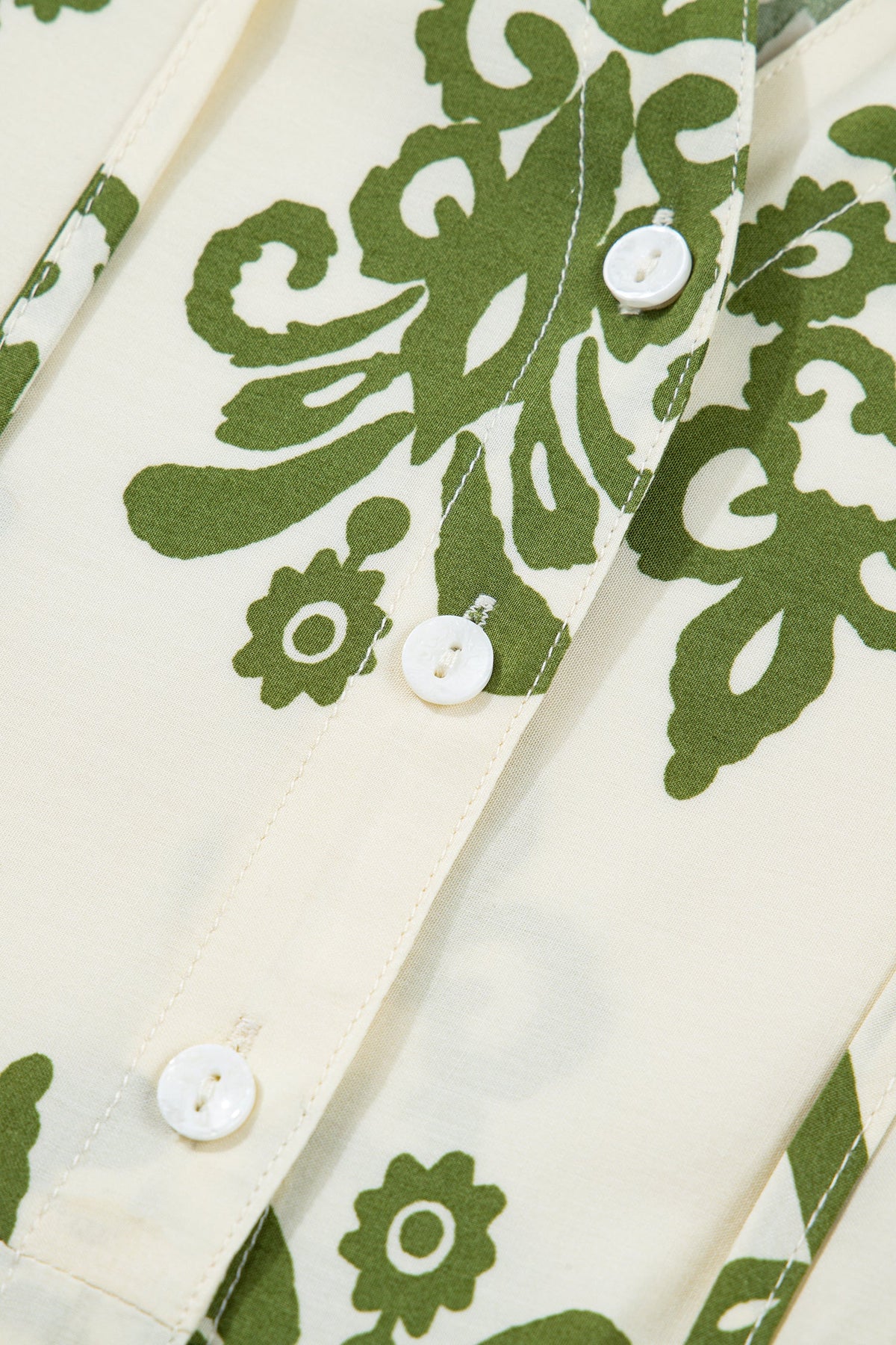 Apricot Floral Print Tie V Neck Puffy Half Sleeve Shirt