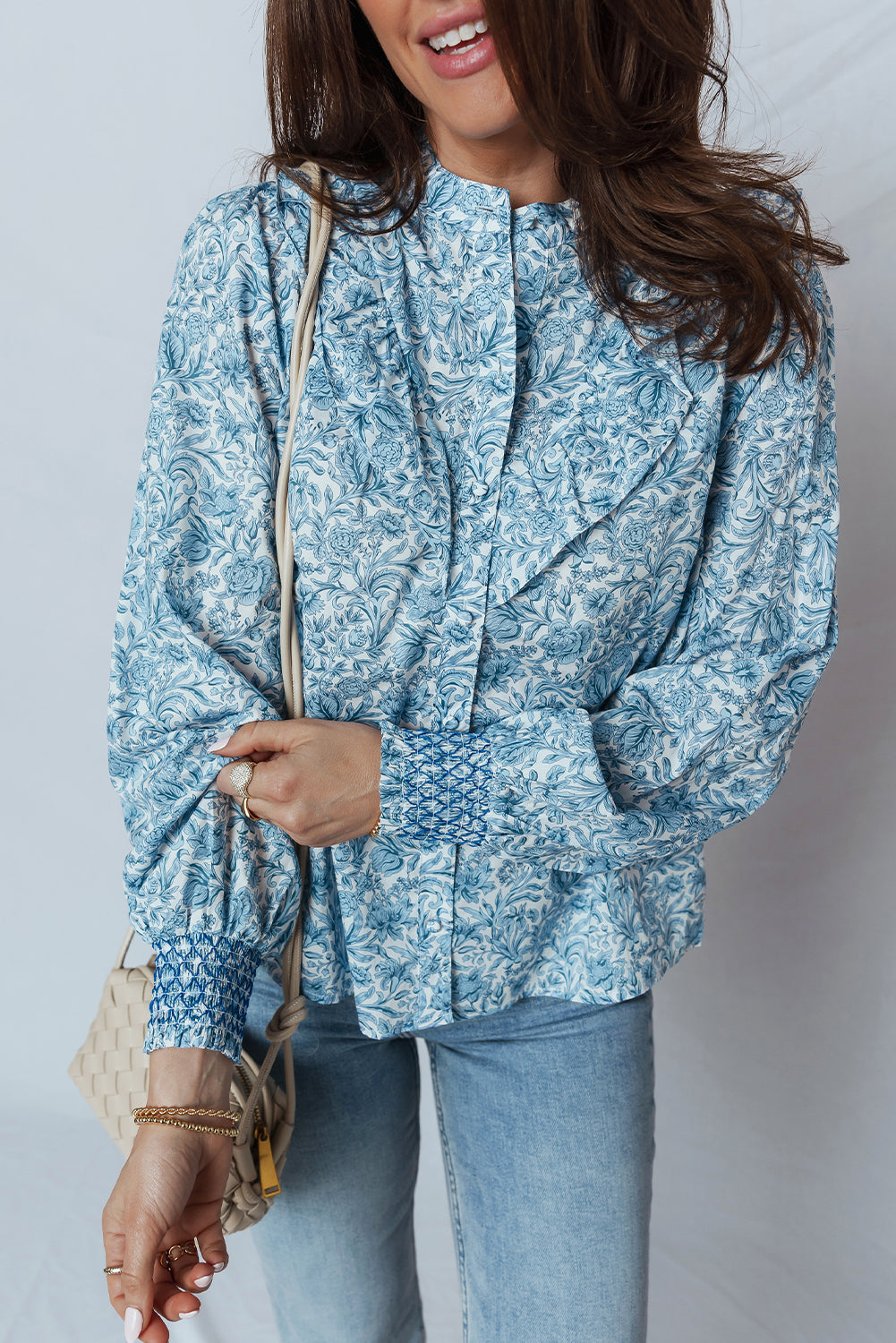 All Over Floral Puff Sleeve Shirt