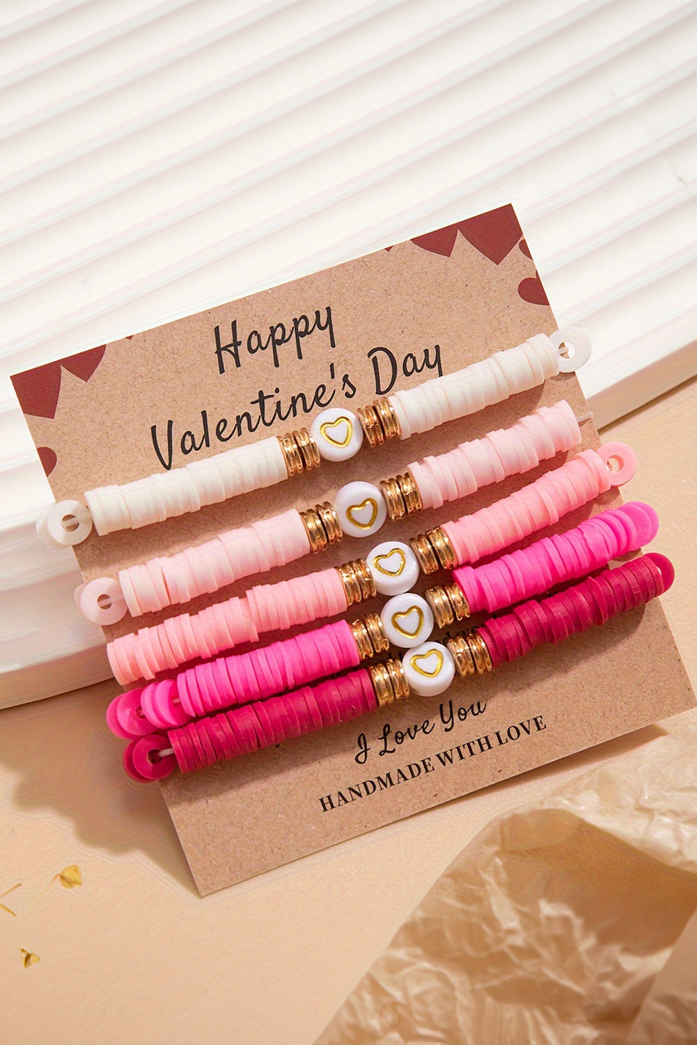 5Pcs Valentine Heart Beaded Bracelet