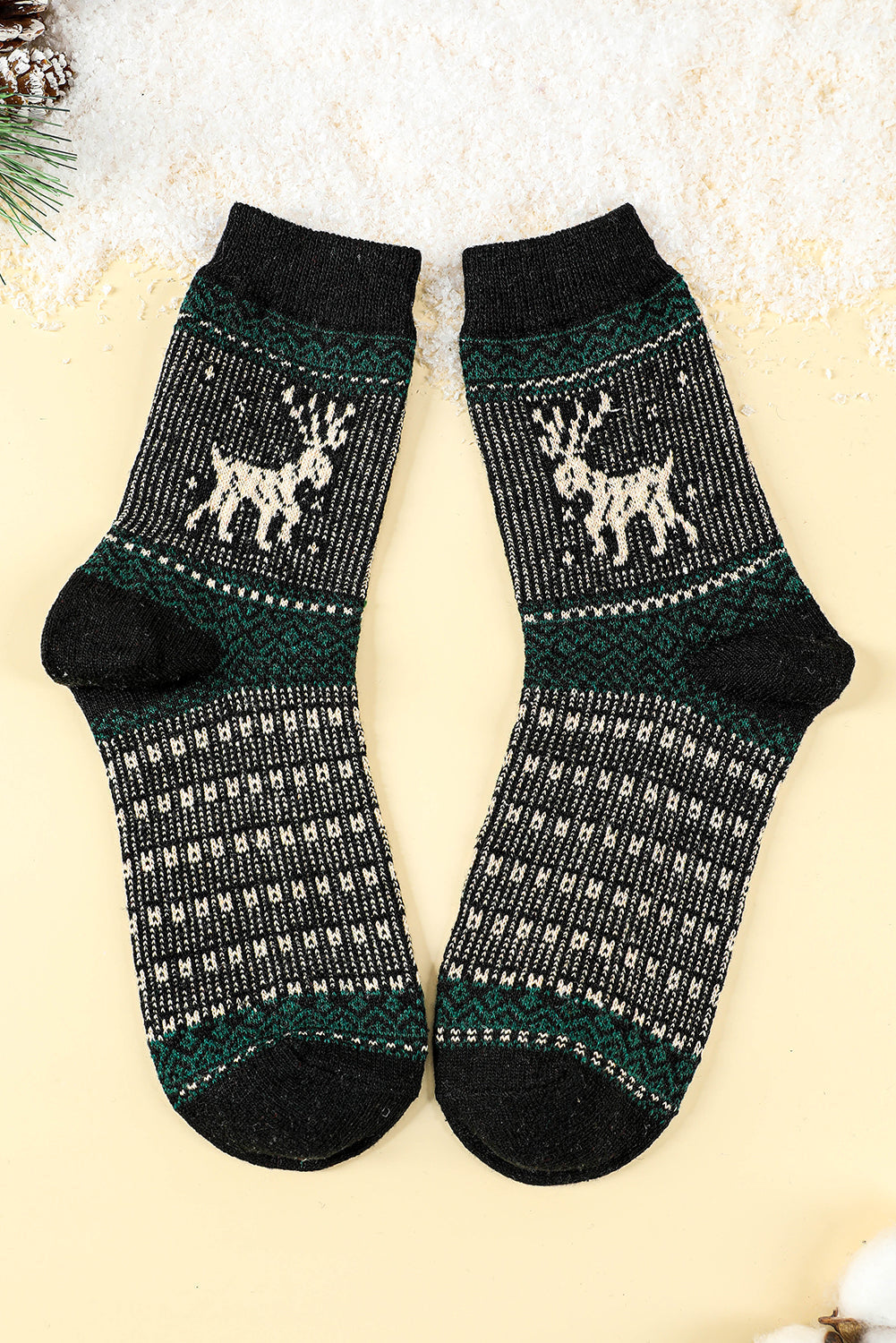 5 Pairs/Set Christmas Reindeer Soft Crew Socks